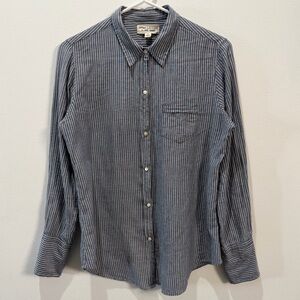 Nili Lotan Navy Striped Casual Shirt